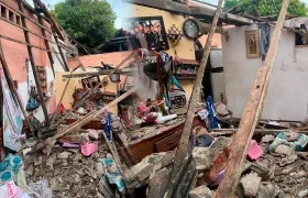 Aspecto de la vivienda colapsada en la madrugada de este martes. 