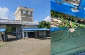 Fachada de la cárcel 'La Tramacúa' de Valledupar y las zonas donde fueron impactadas las balas. 