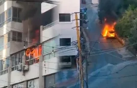 Incendios tras explosiones de aparatos de telecomunicaciones este miércoles en Líbano. 