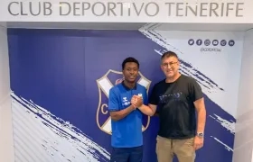 Marlos Moreno en su presentación como nuevo jugador del Tenerife.
