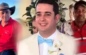 El ganadero Esteban Urueta y sus dos trabajadores.