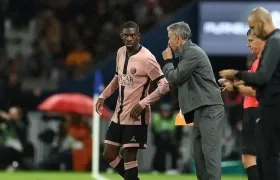 Ousmane Dembélé y Luis Enrique.