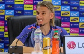 Sebastián Beccacece, entrenador de Ecuador, este sábado en rueda de prensa.