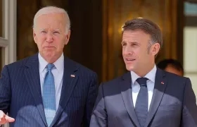 Joe Biden, y su homólogo francés, Emmanuel Macron. 