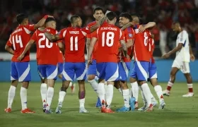 Los chilenos celebrando el triunfo ante Venezuela. 