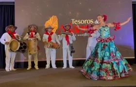 La reina del Carnaval de Barranquilla, Tatiana Angulo, en el lanzamiento del proyecto 'Tesoros del Atlántico'. 