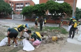 Aspecto de la jornada de limpieza y recolección de residuos sólidos. 