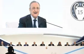 Florentino Pérez, presidente del Real Madrid, en su discurso durante la asamblea del club.