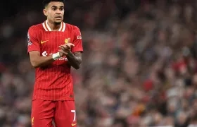 Luis Díaz durante el partido entre Liverpool y Fulham.