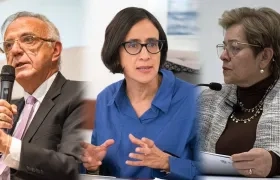 El ministro de Defensa, Iván Velásquez; la ministra de Ambiente, Susana Muhamad, y la ministra de Trabajo, Gloria Inés Ramírez.