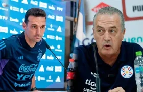 Los técnicos argentinos Lionel Scaloni y Gustavo Alfaro. 