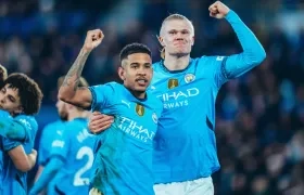 Savinho y Haaland, autores de los goles del Manchester City.