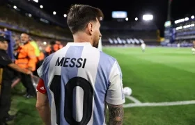 El futbolista argentino Lionel Messi en el estadio La Bombonera, en Buenos Aires. 
