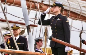 La Princesa de Asturias, Leonor, este sábado en el buque escuela de la Armada española.