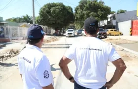 Alcalde Char durante la visita de inspección de las obras. 