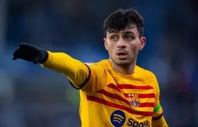 Pedri González en un partido con el Barcelona.