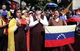 Venezolanos opositores en una manifestación, en Caracas.
