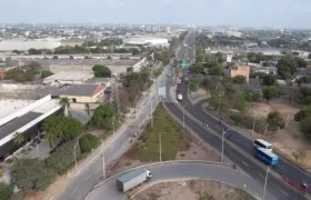 Panorámica de la obra vial en la calle 30 de Soledad.