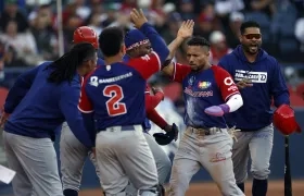La celebración del Escogido tras vencer a Cardenales de Lara. 