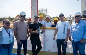 Alcalde Char durante la inspección de los trabajos en el polideportivo de La Magdalena.