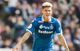 Jorge Carrascal durante la celebración de uno de sus goles.