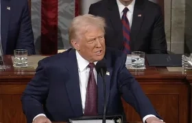 Donald Trump en su discurso esta noche ante el Congreso. 
