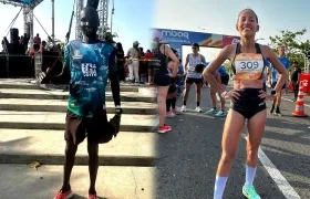 El keniano Dickson Kimeli y la barranquillera Kellys Arias.