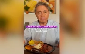 Carlos Lehder reapareció comiendo bandeja paisa.
