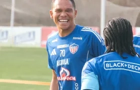Carlos Bacca y Yimmi Chará en el entrenamiento de esta semana.