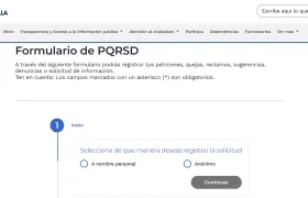 Formulario PQRSD del Distrito de Barranquilla.