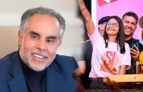 El ministro del Interior, Armando Benedetti, y la directora del Dapre, Angie Rodríguez. 