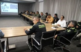 Aspecto del consejo de seguridad previo a las marchas en Barranquilla.