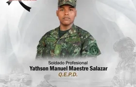 Yathson Manuel Maestre Salazar, soldado profesional asesinado.
