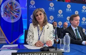 Laura Gil, tras la sesión de hoy en la OEA.