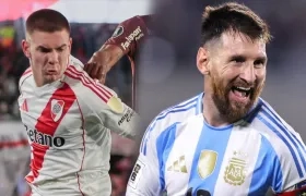 Franco Mastantuono y Lionel Messi.
