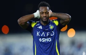 Jhon Jáder Durán celebra uno de sus goles ante Al Okhdood.