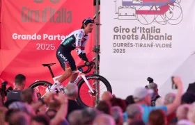 El esloveno Primoz Roglic durante la presentación del Giro de Italia. 