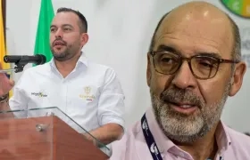 El Ministro de Minas, Edwin Palma, y el líder gremial, Camilo Sánchez.