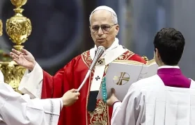 El Papa León XIV en la misa celebrada este domingo en la basílica de San Pedro