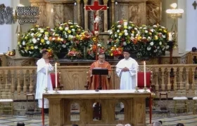 Imagen durante la eucaristía en la Basílica de Nuestra Señora del Rosario de Chiquinquirá.