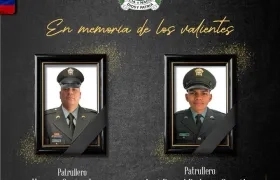 Los dos patrulleros muertos en el municipio de Río de Oro, Cesar. 