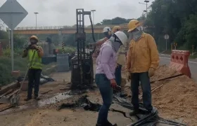 Trabajos en la vía Cartagena Barranquilla