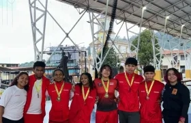 Delegación de Atlántico que participó en el Nacional Junior de lucha olímpica.
