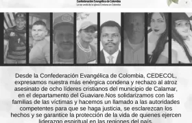 Las ochos personas cristianas y líderes sociales que fueron asesinados. 