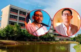 Danilo Hernández, rector de la Uniatlántico, y el ministro de Educación, Daniel Rojas.