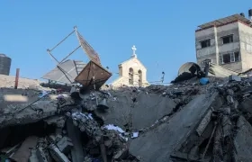 Así quedó la iglesia tras el ataque.