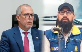 El jefe de Despacho, Alfredo Saade, y el director de la UNGRD, Carlos Carrillo.