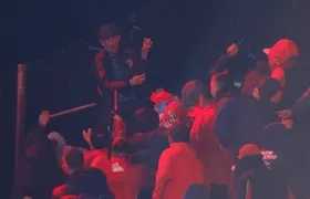 Incidentes entre hinchas en las tribunas del estadio Libertadores de América.