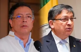 El Presidente Gustavo Petro y el presidente de la Corte Constitucional, Jorge Ibáñez.