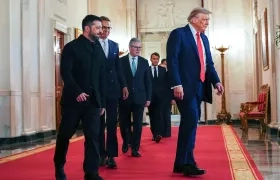 Donald Trump en el encuentro con mandatarios europeos.
